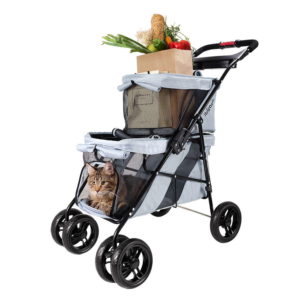 IBIYAYA WÓZEK DOUBLE DECKER PET BUS SZARY - obrazek 7