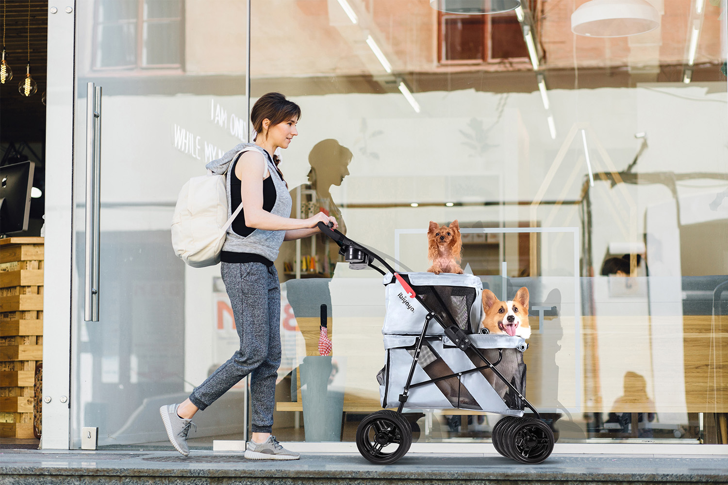 IBIYAYA WÓZEK DOUBLE DECKER PET BUS SZARY - obrazek 10