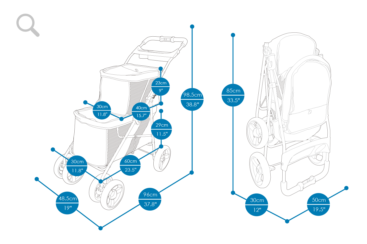 IBIYAYA WÓZEK DOUBLE DECKER PET BUS SZARY - obrazek 8