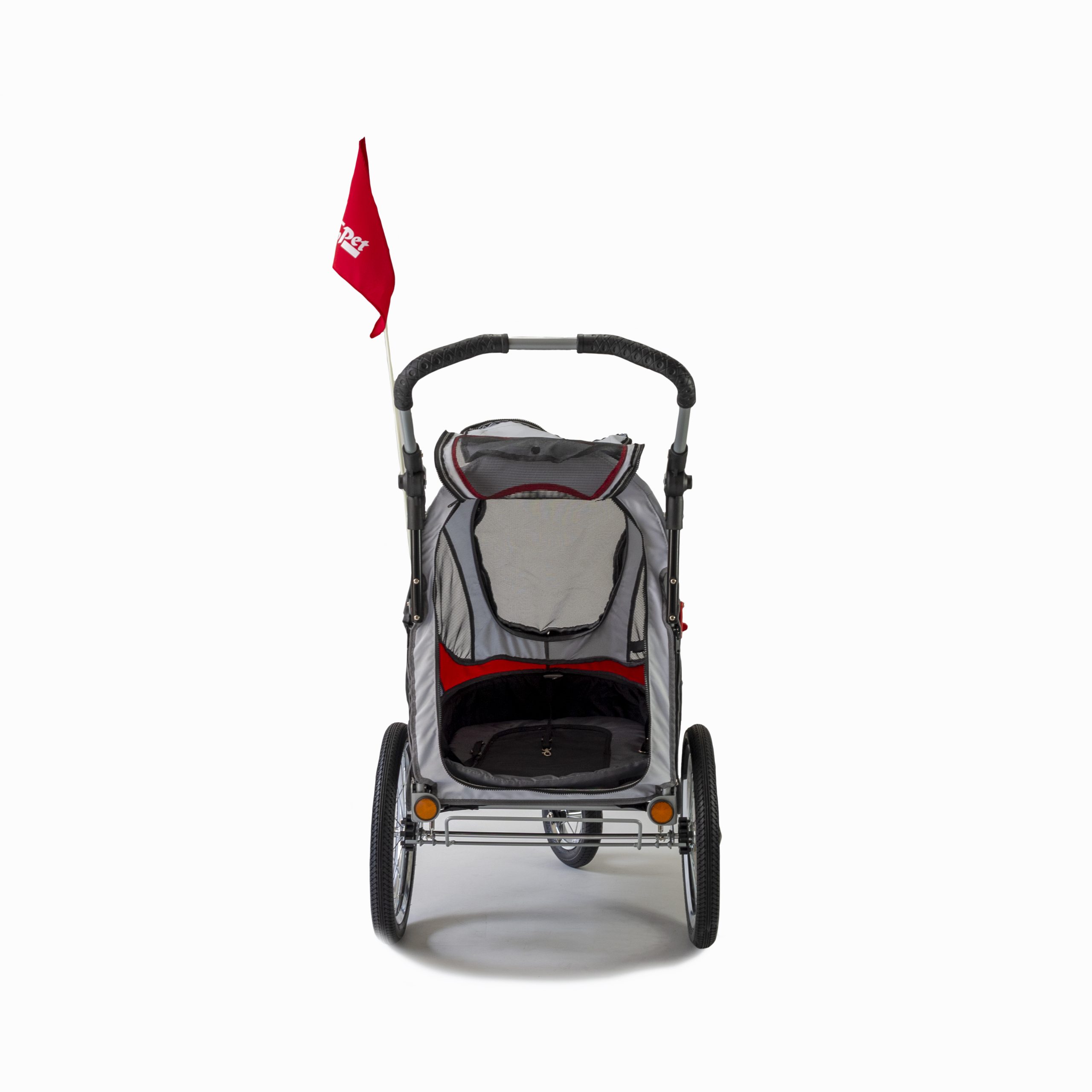 INNOPET WÓZEK DO ROWERU DLA PSA SPORTY DOG TRAILER DELUXE CZERWONY/SZARY - obrazek 4