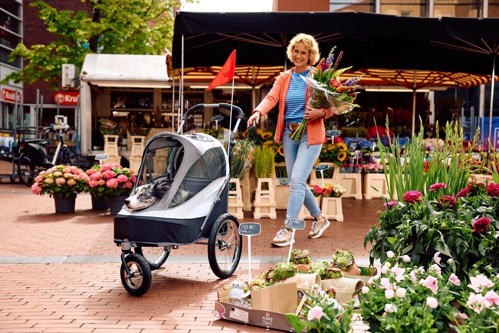 INNOPET WÓZEK DO ROWERU DLA PSA SPORTY DOG TRAILER DELUXE CZARNY/SZARY - obrazek 6