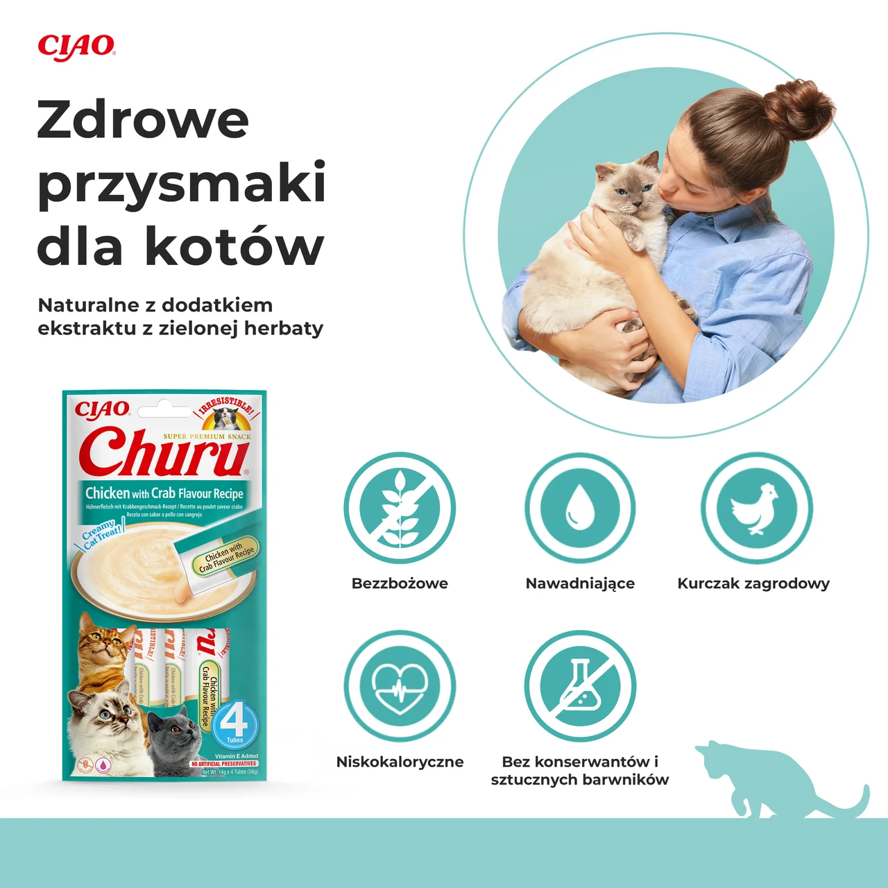 INABA - CHURU RECIPE PRZYSMAK DLA KOTA Z KURCZAKA Z KRABEM - obrazek 3