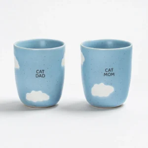 EGG BACK HOME – KUBEK CAT MOM I CAT DAD ZESTAW NIEBIESKI 220 ML
